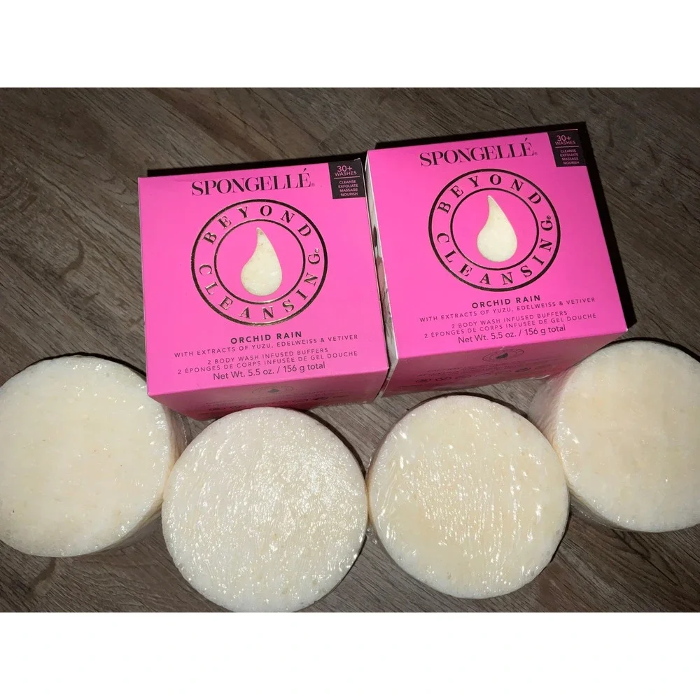 Spongellé Body Wash Infused Buffer Orchid Rain 30+ Washes 4-Pack Bundle
